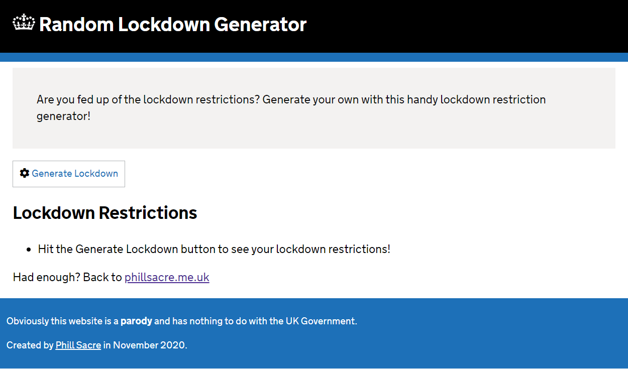Random Lockdown Generator