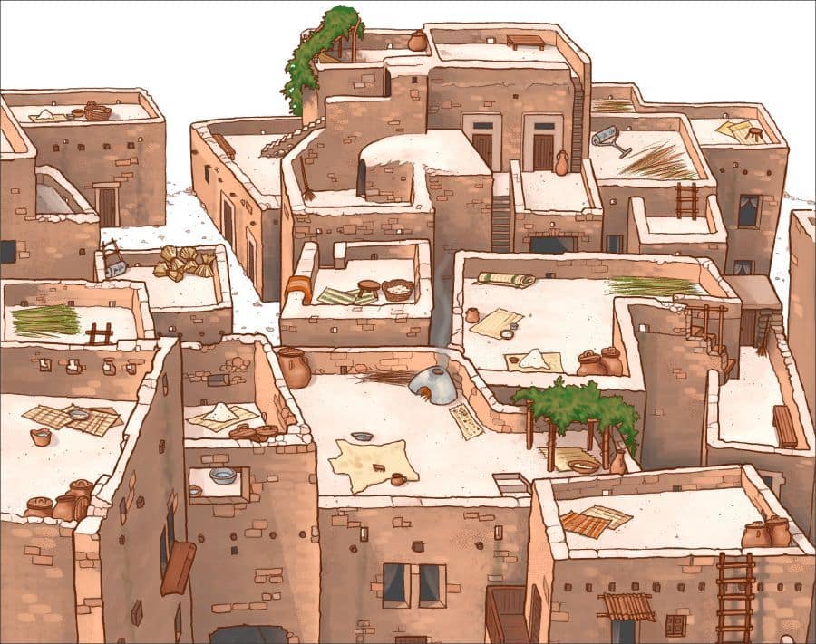 Ancient houses with flat roofs