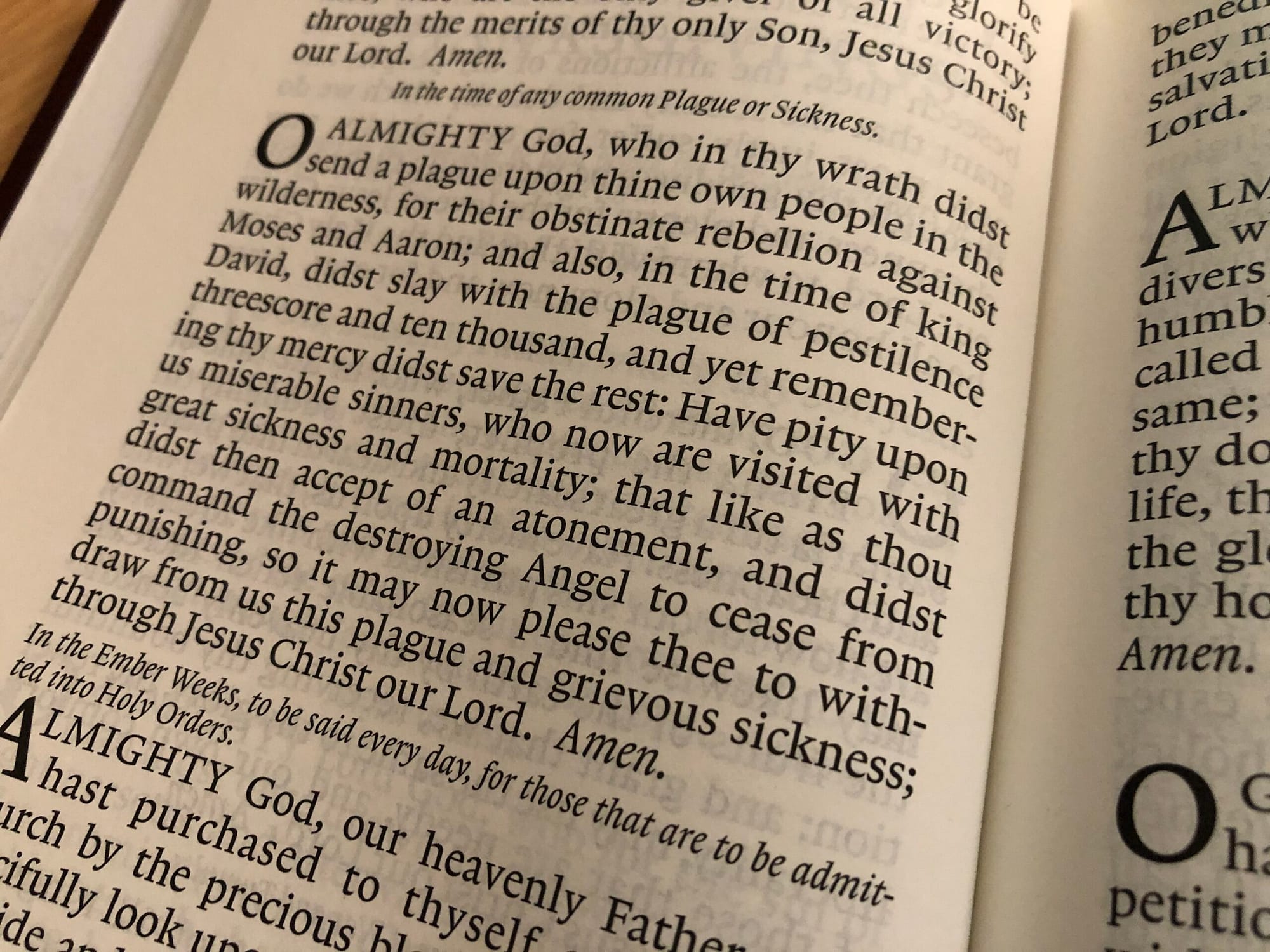 Book of Common Prayer - prayer in any time of common plague or sickness